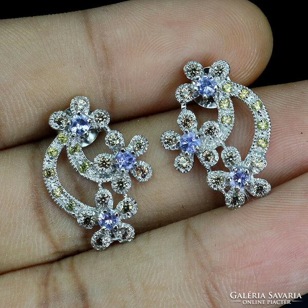 Real diamond cut tanzanite with 925 sterling silver