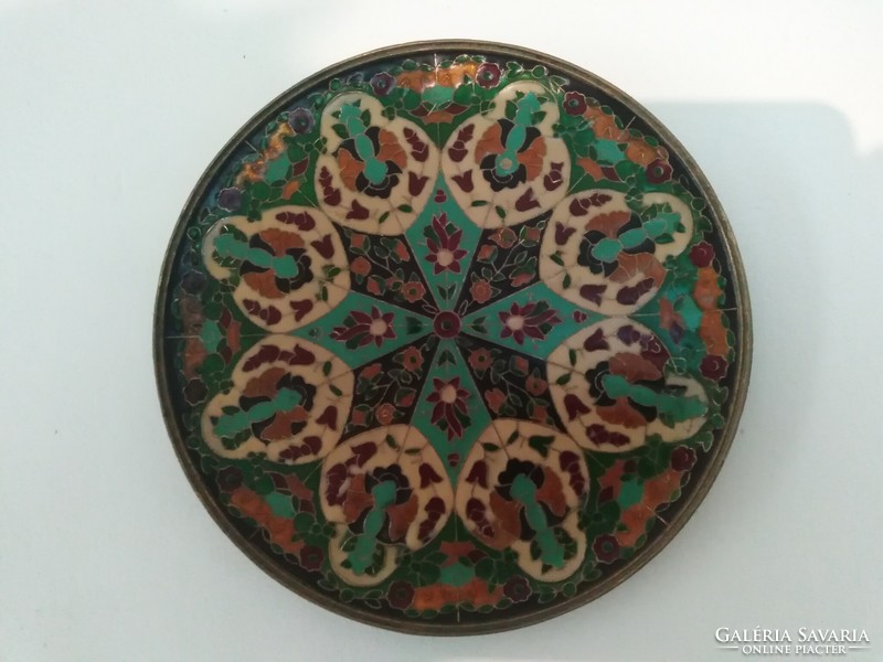 Oriental enamelled brass wall decoration