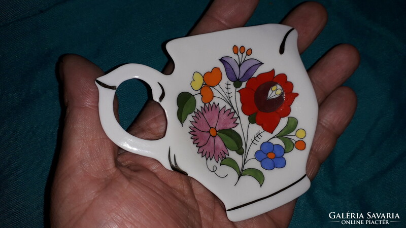 Régi KALOCSAI mintás porcelán teás kanna forma teafilter tartó készletrész 10x8 cm a képek szerint
