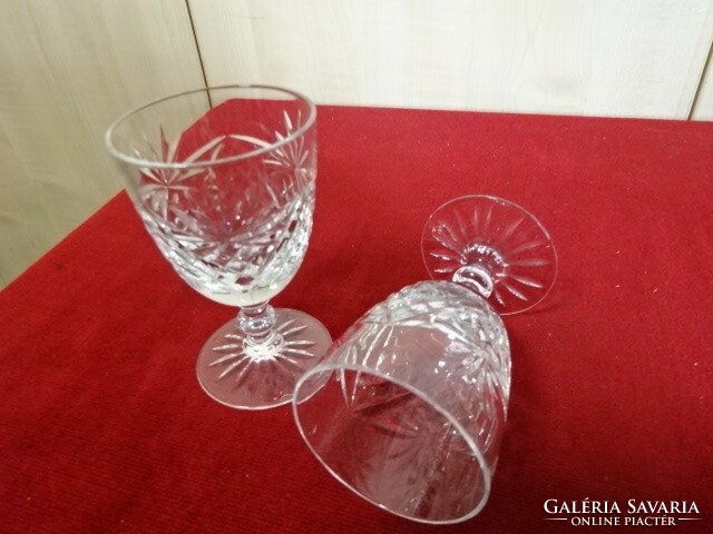 Ajkai crystal red wine glass with stem, two pieces for sale. Jokai.