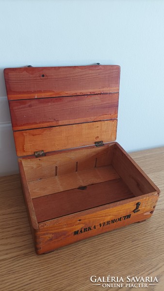 Hungarian state cellar economy. Brand vermouth. Budafok. Wooden box