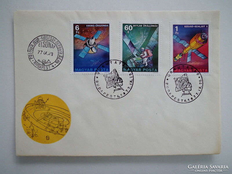 1977. From the Sputniks to the Vikings, a series of stamps on 2 pieces of fdc