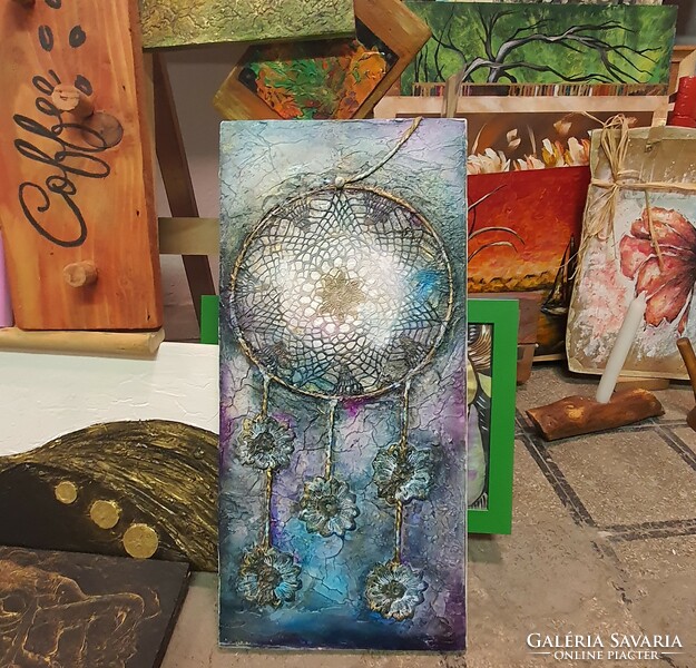 My work entitled Miracle lace dream catcher - acrylic / mixed media painting