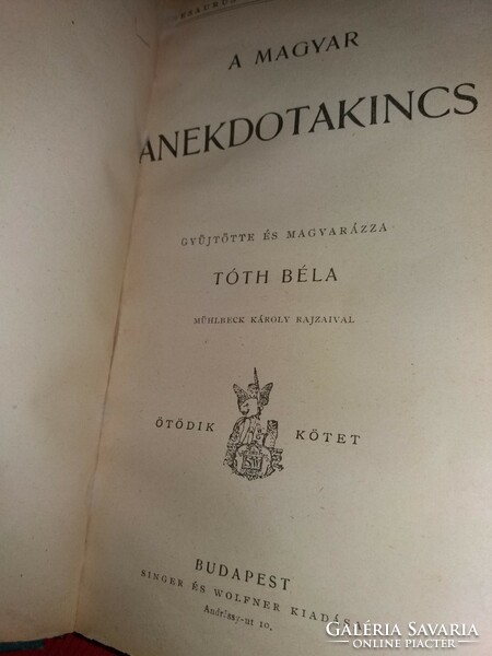 1935. Béla Antik Tóth: the treasure of Hungarian anecdotes 5. Tales, culture humor adoma singer and wolfner