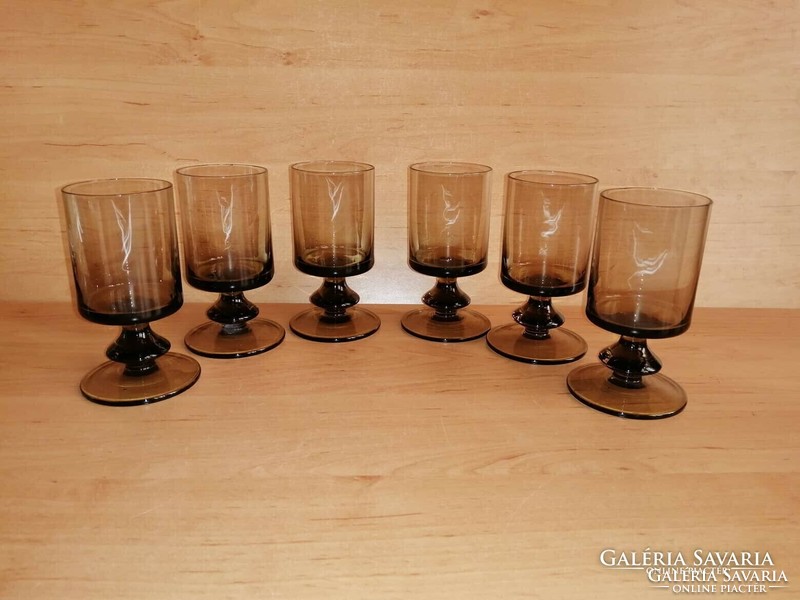 Set of retro smoke-colored stemmed glasses 6 pieces in one (9/k)