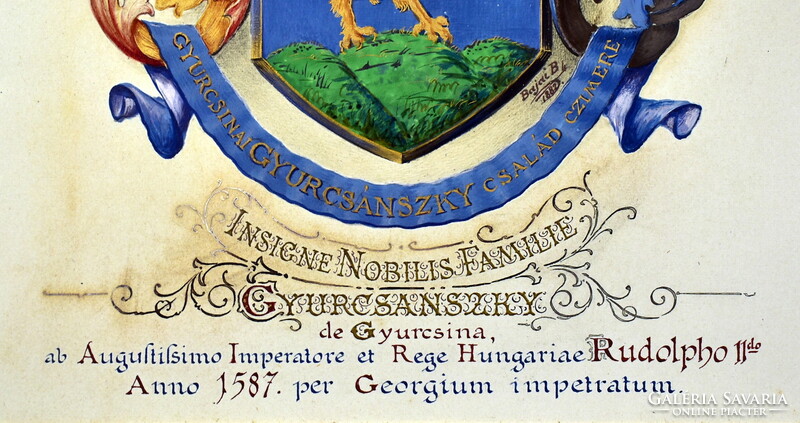 1882 with Baja sign: coat of arms of the Gyurcsinaigyurcsánszky family! ( Coat of Arms )