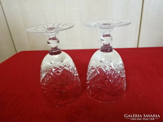 Ajkai crystal red wine glass with stem, two pieces for sale. Jokai.