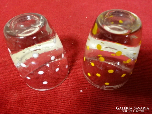 Liqueur glass with a thick base, spotted pattern, two pieces. Jokai.