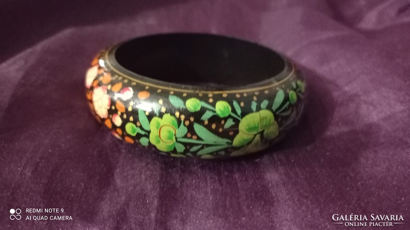 Colorful lacquered wooden bracelet, painted women's jewelry
