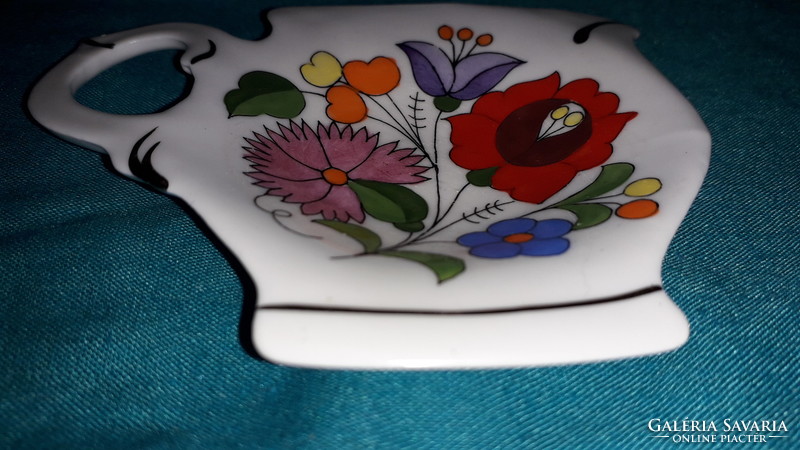 Régi KALOCSAI mintás porcelán teás kanna forma teafilter tartó készletrész 10x8 cm a képek szerint