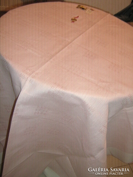 Beautiful elegant pink white-edged woven tablecloth new