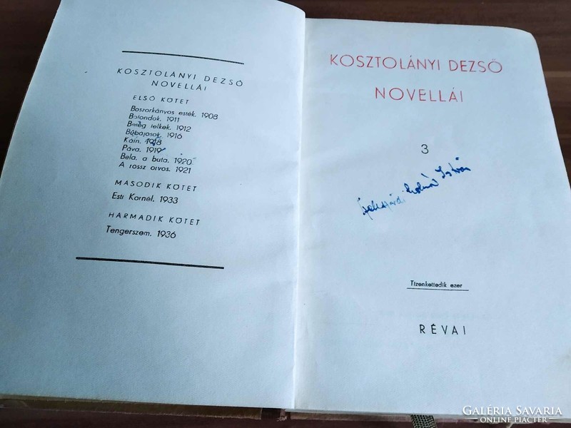 Kosztolányi Dezső: Novellái 3., 1943