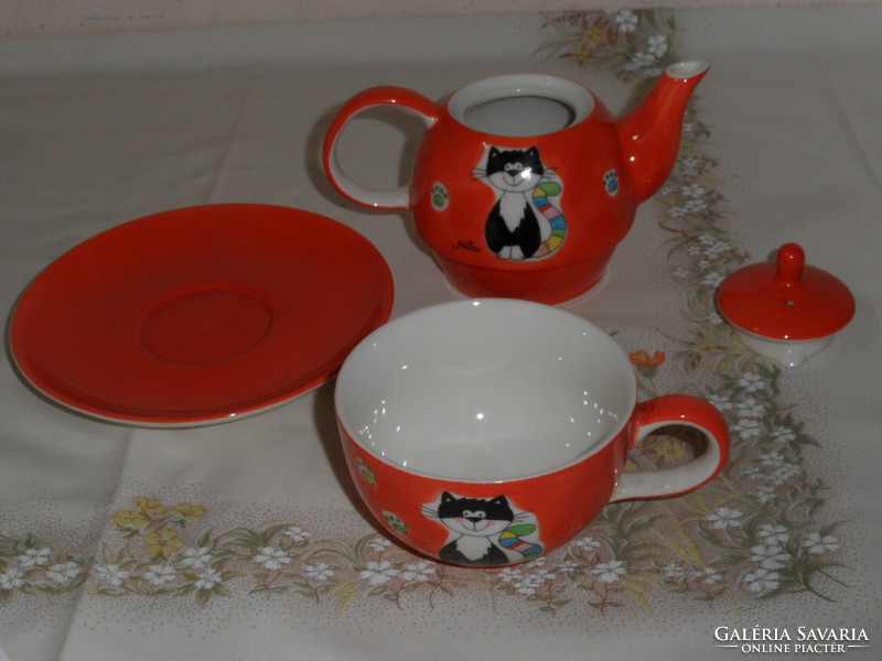 Mila kézi festésű porcelán teás-kávés reggeliző készlet ( 4 darabos )