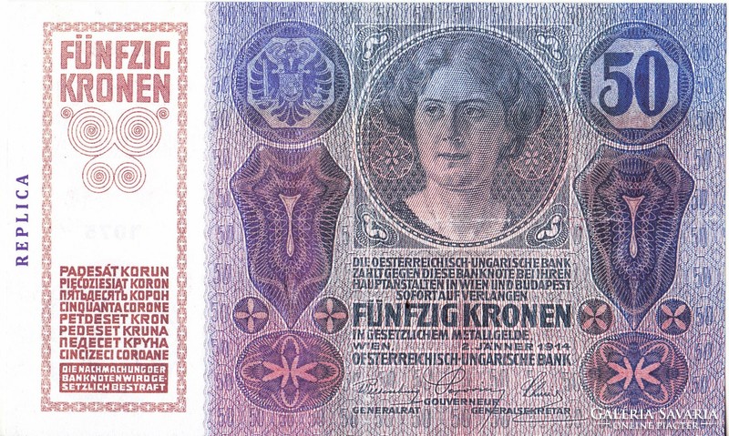 Austria replica 50 fünfzig/fifty Austro-Hungarian crowns 1914 unc