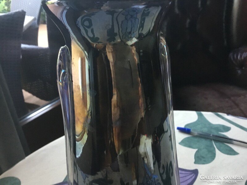 Gyönyörű irizáló, fémes váza, 28 centis, hibátlan