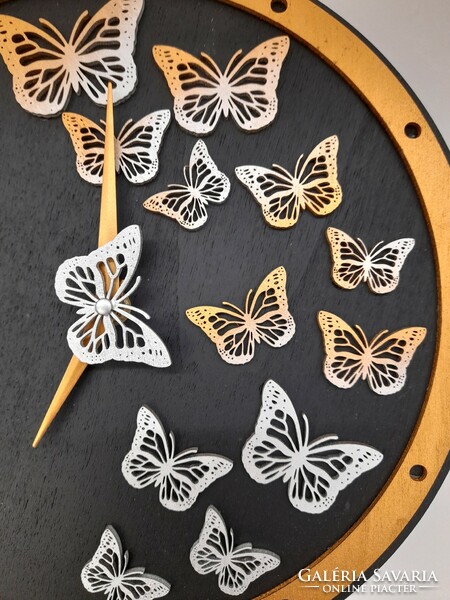 Wooden butterfly wall clock