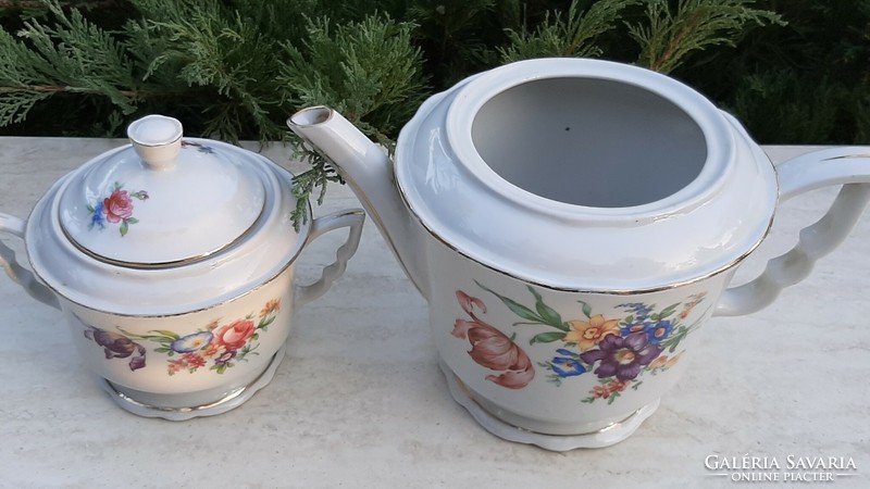 Zsolnay teapot with sugar bowl and sugar bowl