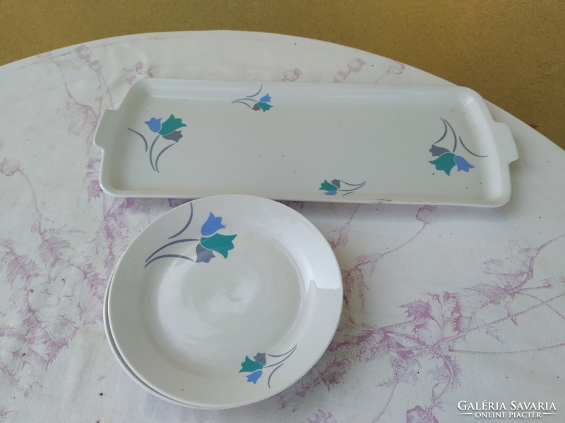 Zsolnay cake set for sale! Zsolnay porcelain cake and serving dish, 2 plates for sale! For replacement