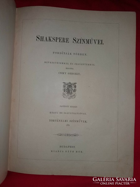 1873 Gergely Csiky: Shakespeare's plays tragedies ii. According to pictures, mát ráth