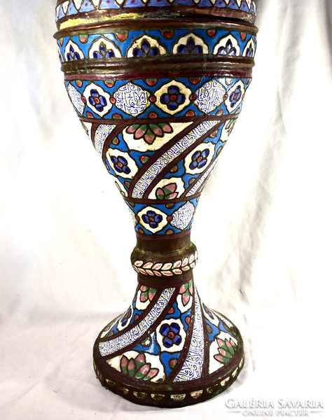 XIX. A huge enamelled copper floor vase of the Middle Middle East