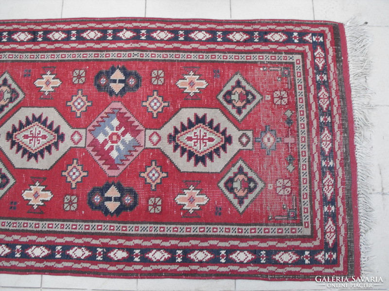 Antique carpet, worn, handmade, size 159 x 92 cm without fringes
