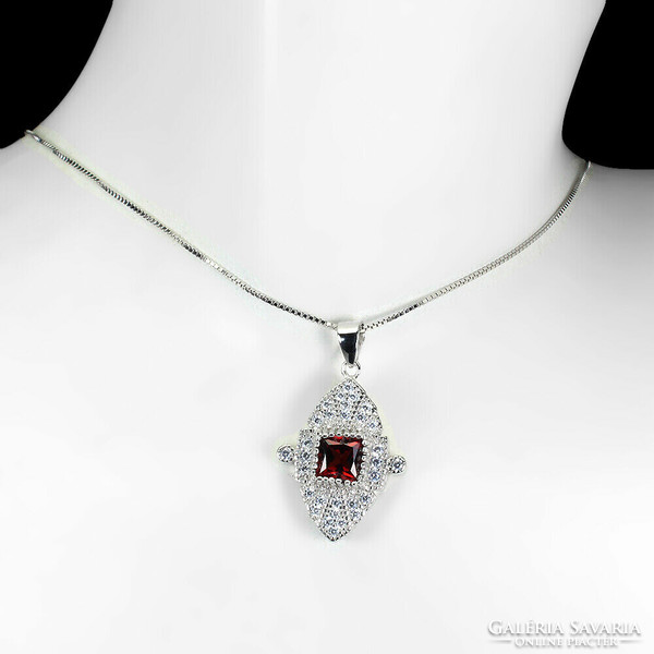 Genuine garnet 925 silver necklace