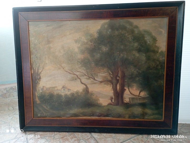 Large landscape painting Croatian l. With Signo