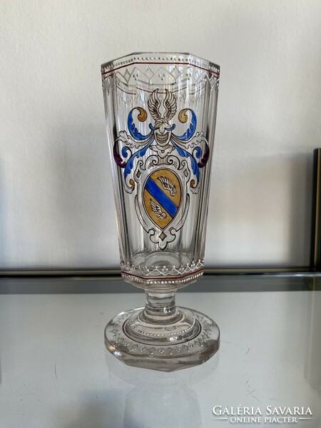 19th century shelled glass with coat of arms