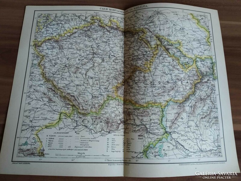 Cseh Morvaország és Szilézia, térképmelléklet a Pallas Nagy Lexikonból, 1893