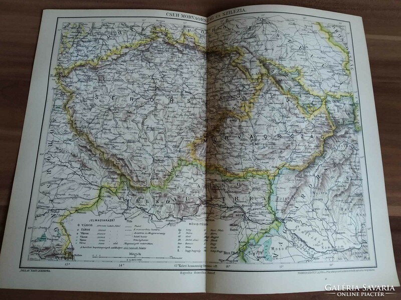 Czech Moravia and Silesia, map supplement from the Pallas Great Lexicon, 1893