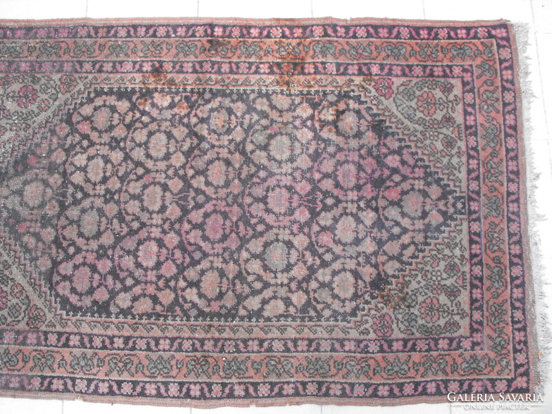 Antique carpet, worn, handmade, size 165 x 95 cm without fringes