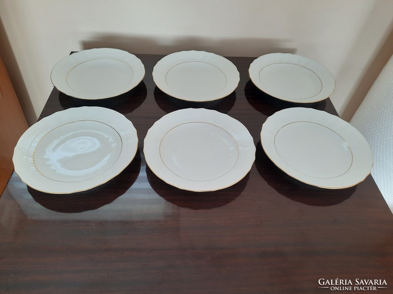 Set of 6 Herend semi-deep plates with white gold border