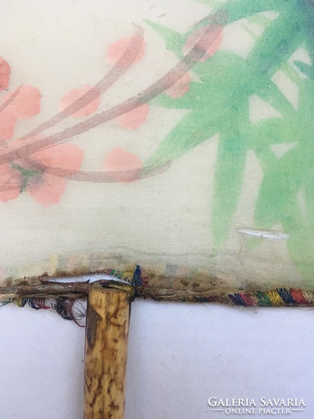 Antik selyem legyező- keleti munka kézzel festett