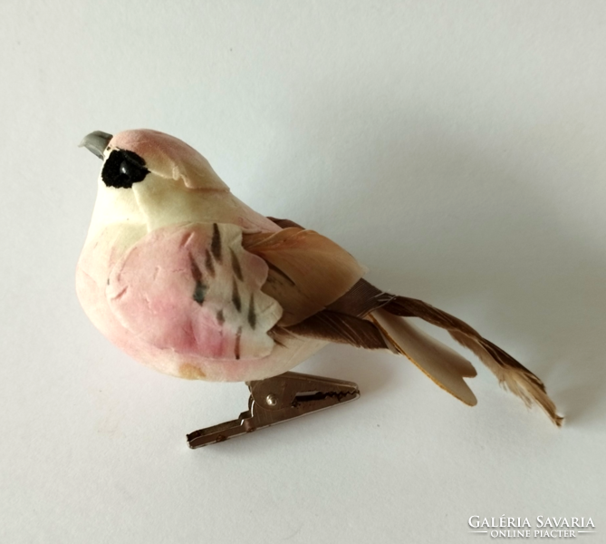 Old, beautiful, lifelike handcrafted small bird, pinchable decoration, Christmas tree ornament