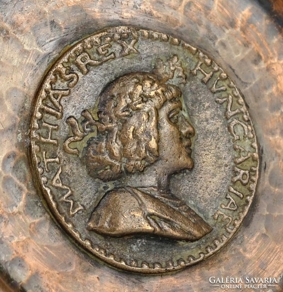 1O832 Mathias Rex jelzett bronz Copie dísz tál 12.7 cm