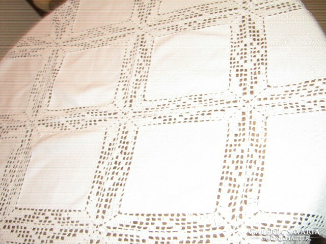 Beautiful handmade tablecloth with crochet edge and crochet insert