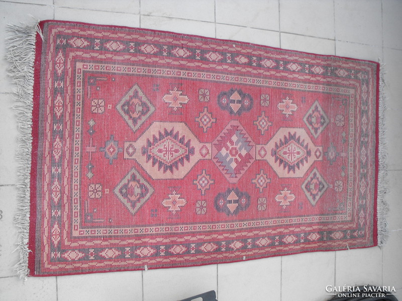 Antique carpet, worn, handmade, size 159 x 92 cm without fringes