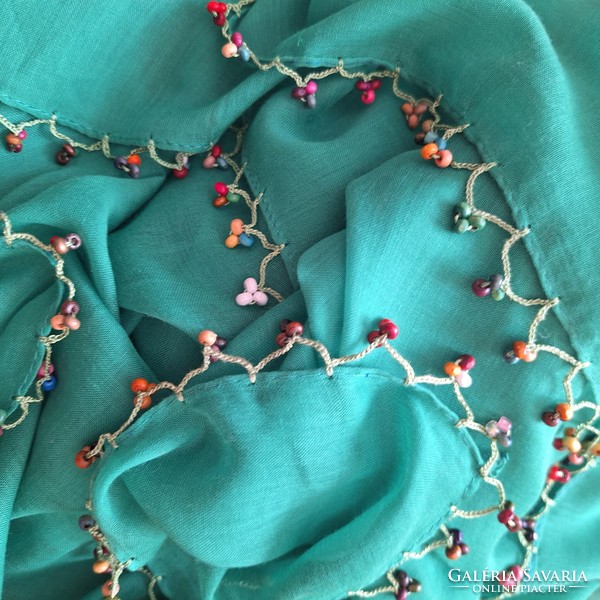 Green beaded shawl, scarf (large)