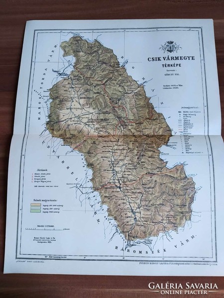 Map of Csík county, map supplement from Pallas' large lexicon, 1893