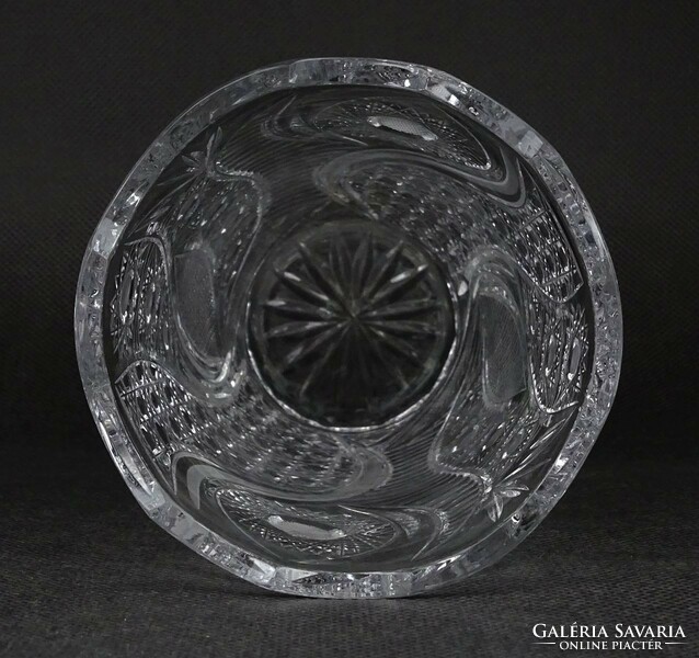 1O664 Hibátlan csiszolt üveg kristály váza 18.5 cm