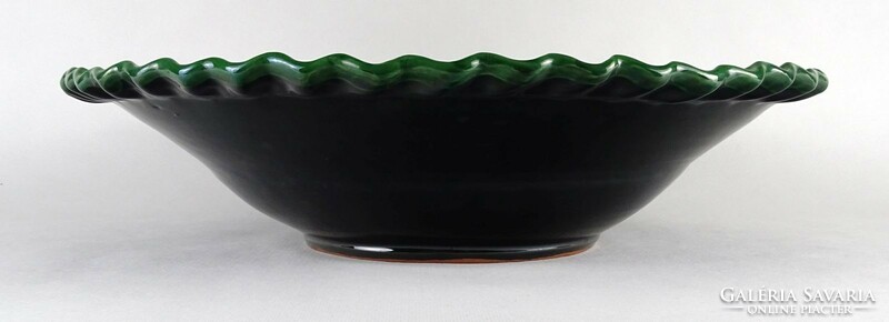 1O677 old green glazed large fish ceramic wall bowl 40 cm