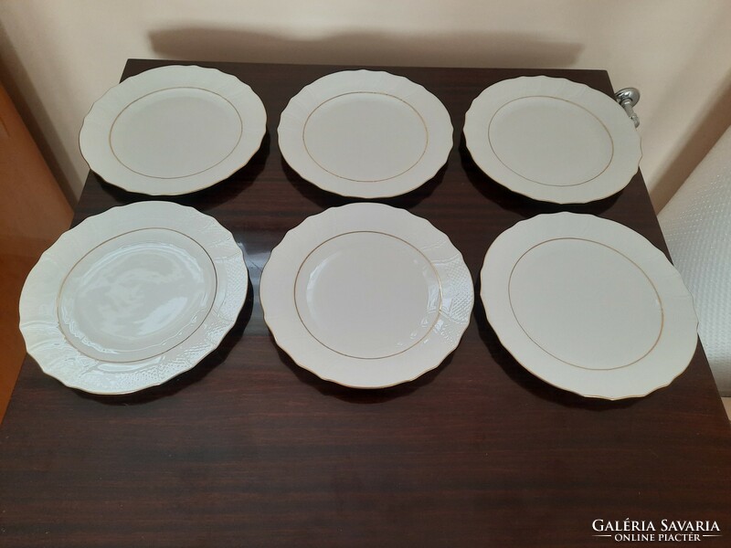 Set of 6 Herend porcelain flat plates with white gold border