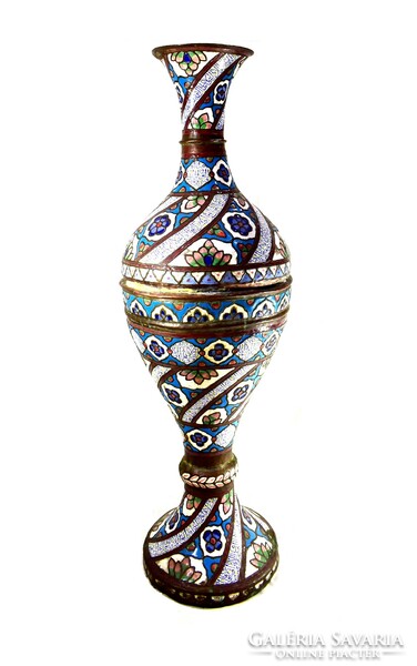 XIX. A huge enamelled copper floor vase of the Middle Middle East