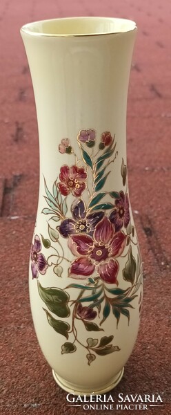 Zsolnay's floral hand-painted, gilded vase