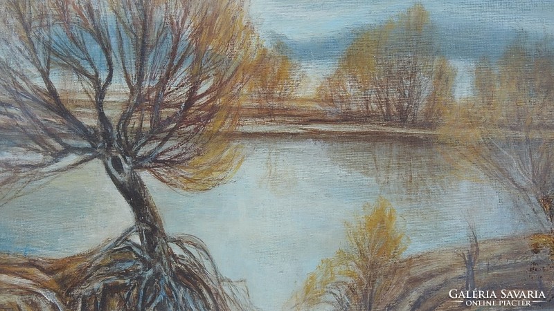 The work of Szeged painter Sándor Fótsos (1920 - 1991): lonely willow tree - marked, original work
