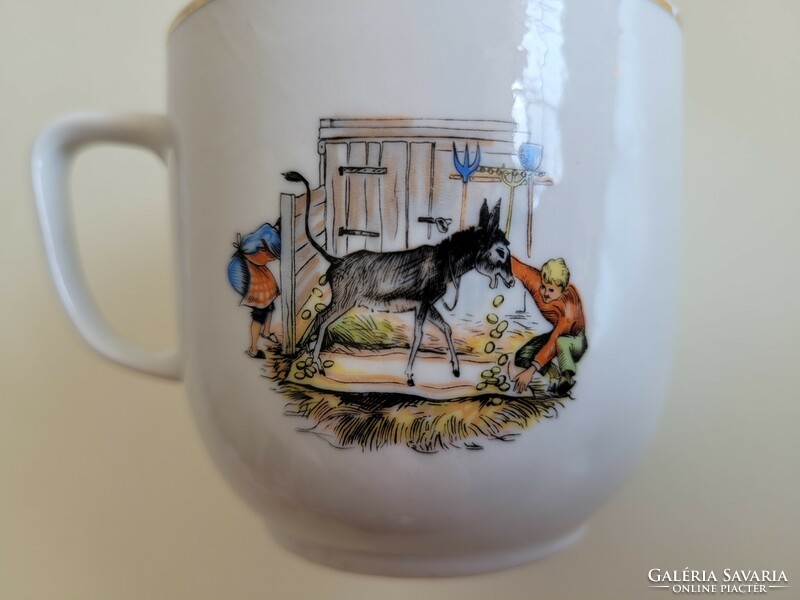 Old retro fairy tale pattern Raven House porcelain mug, children's mug