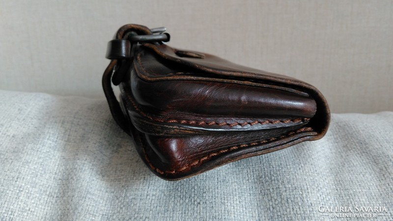 Solid dark brown belt bag / bike bag with 2 interior spaces in cowhide - an indelible, eternal piece