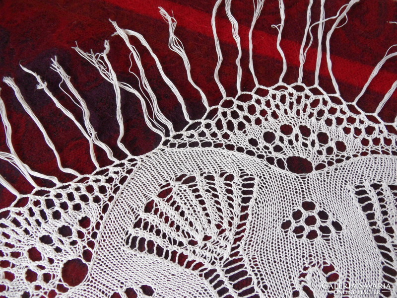 Hand knitted lace tablecloth