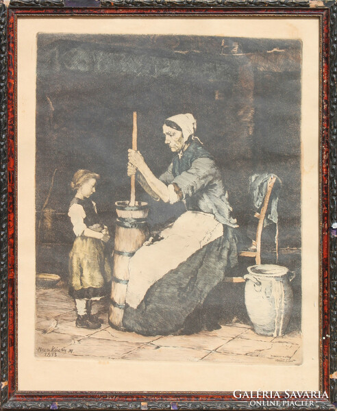 József Korusz: spitting woman (after Munkácsy)