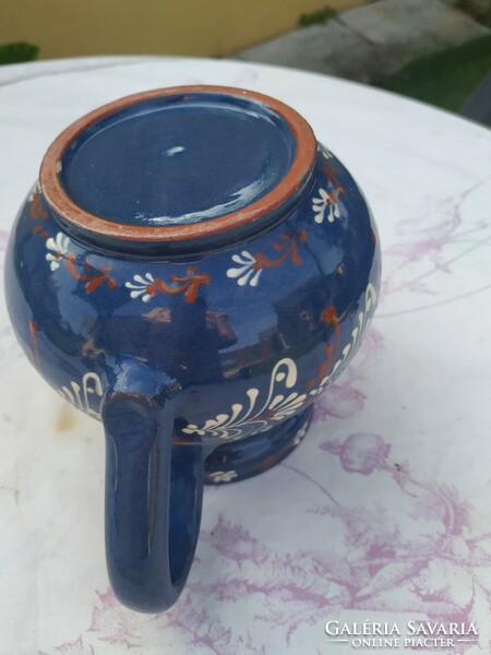 Blue, painted ceramic jug for sale! 16 Cm